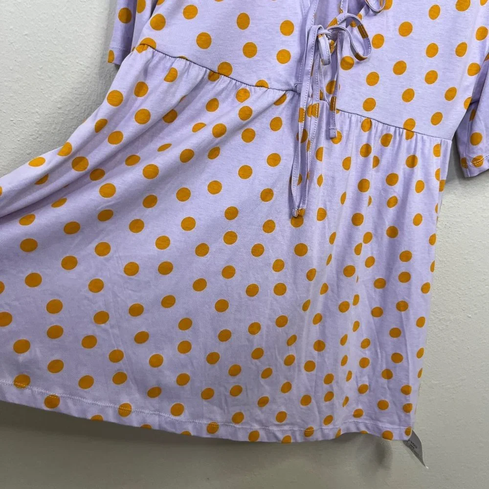 ASOS Design Women's Baby Doll Dress Size 0 Lilac Polka Dot Tie Oversized - Picture 8 of 12